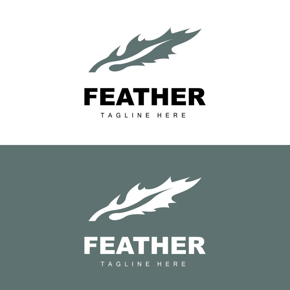 fjäder logotyp, abstrakt enkel fjäder design, vinge fjäder vektor, penna brevpapper, enkel ikon vektor