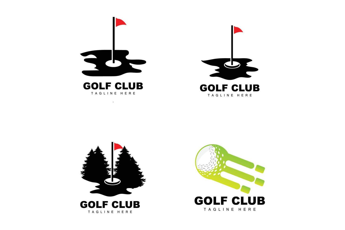 Golfball-Logo, Vektor-Stick-Golf. Outdoor-Sportspiel, Disziplindesign, Symbolvorlage vektor