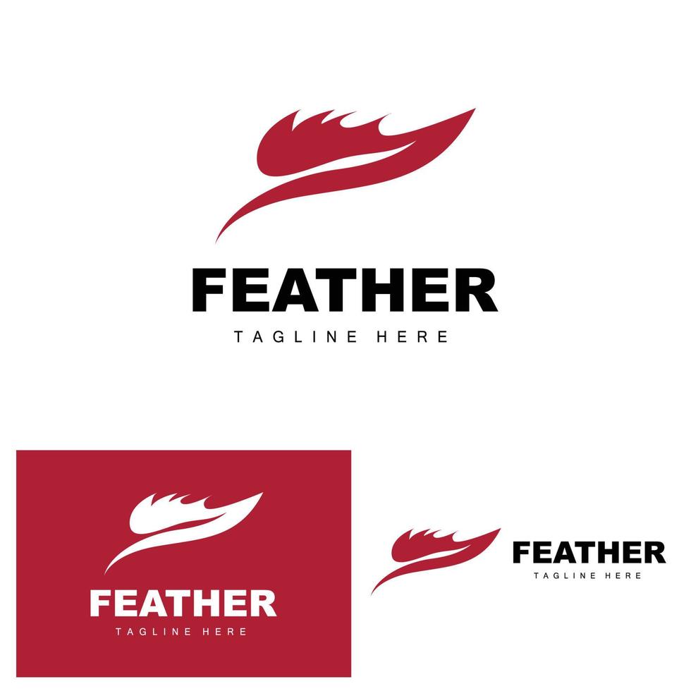 fjäder logotyp, abstrakt enkel fjäder design, vinge fjäder vektor, penna brevpapper, enkel ikon vektor