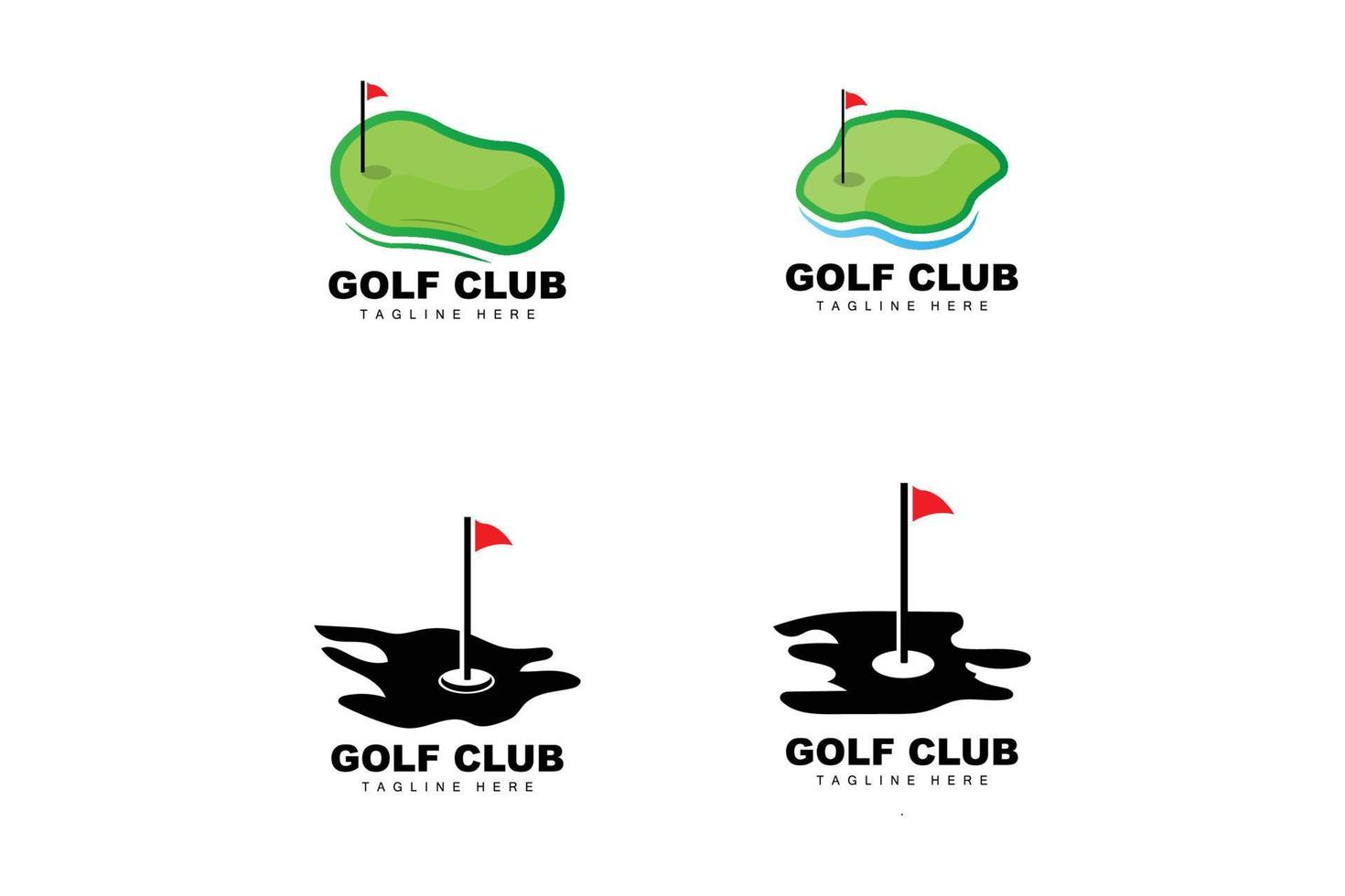 Golfball-Logo, Vektor-Stick-Golf. Outdoor-Sportspiel, Disziplindesign, Symbolvorlage vektor