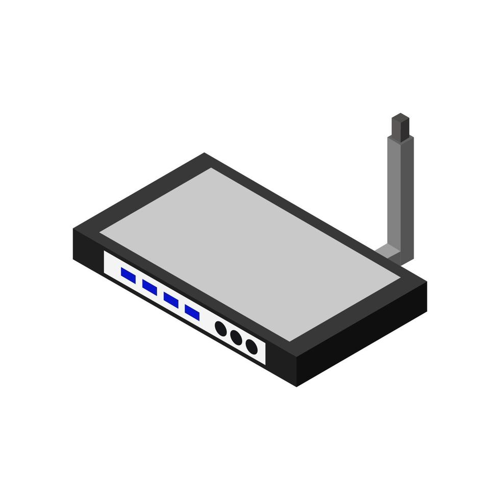 isometrischer Router auf weißem Hintergrund eingestellt vektor