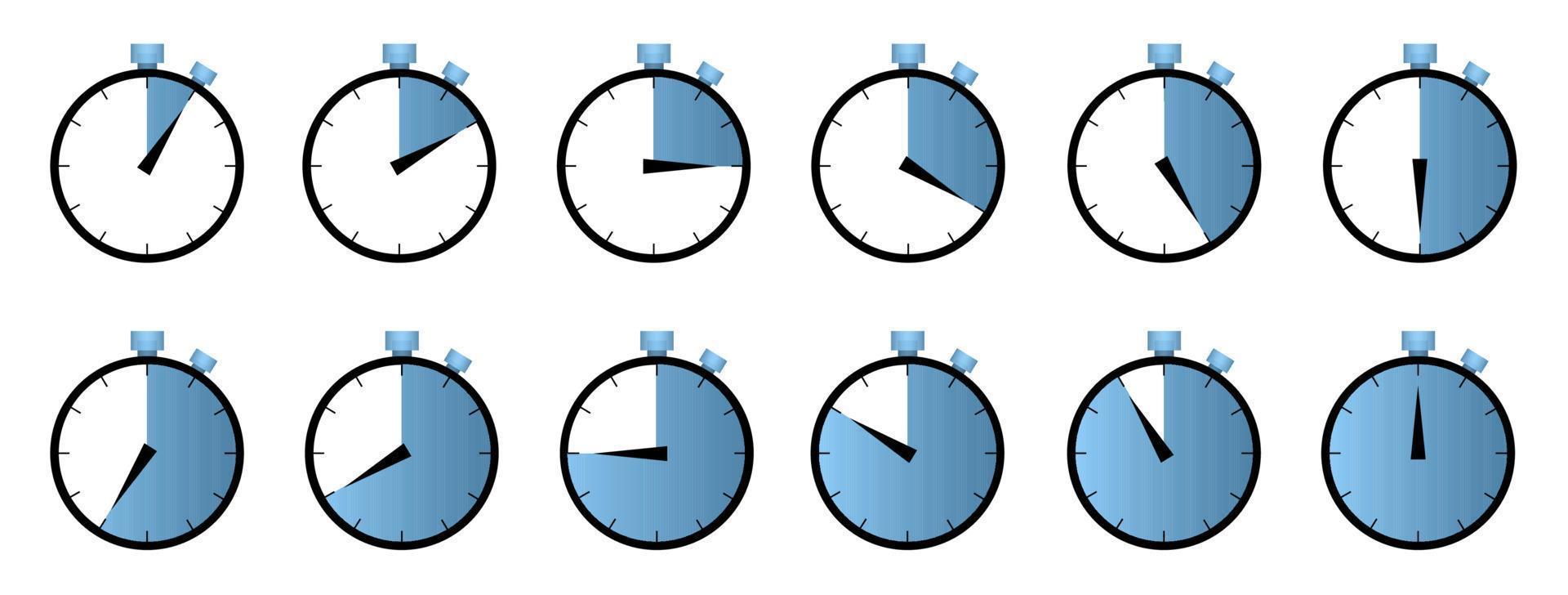 uppsättning av klocka, timer ikon vektor