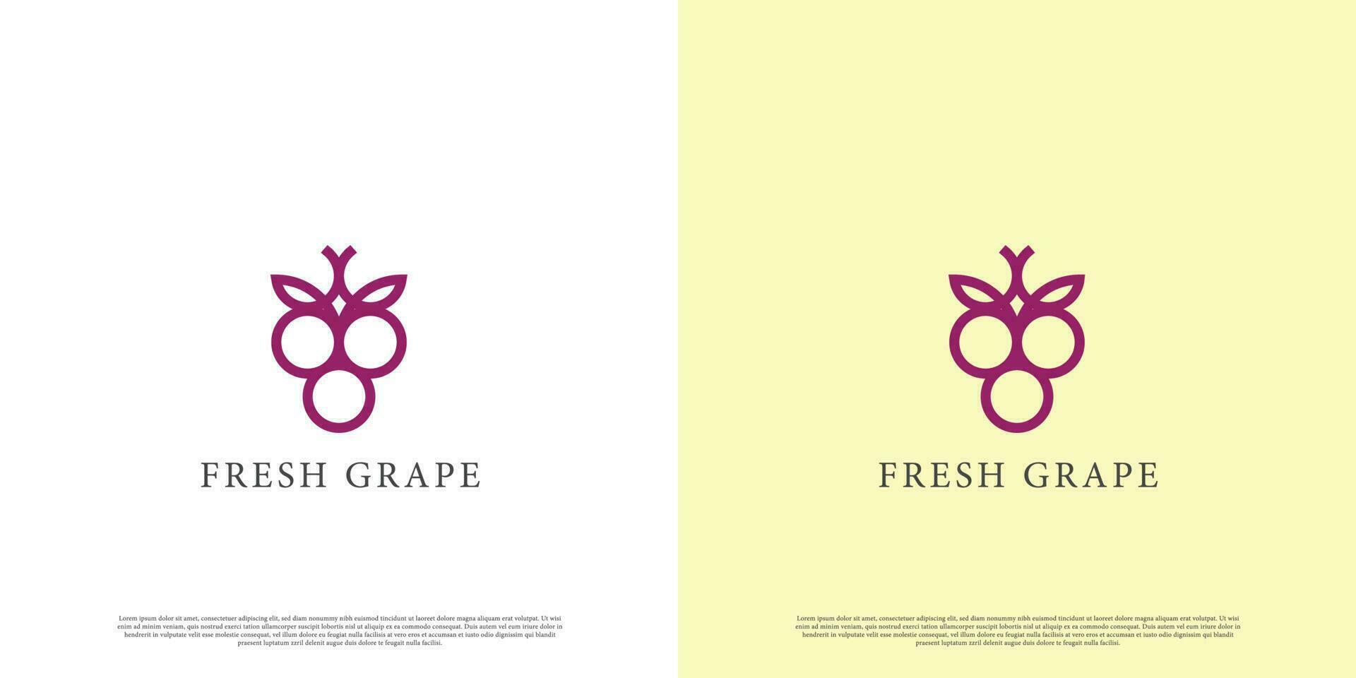 färsk druva frukt logotyp design illustration. minimalistisk linje silhuett av druva vin. enkel färsk frukt mat årgång design. lämplig för företag ikon. vektor