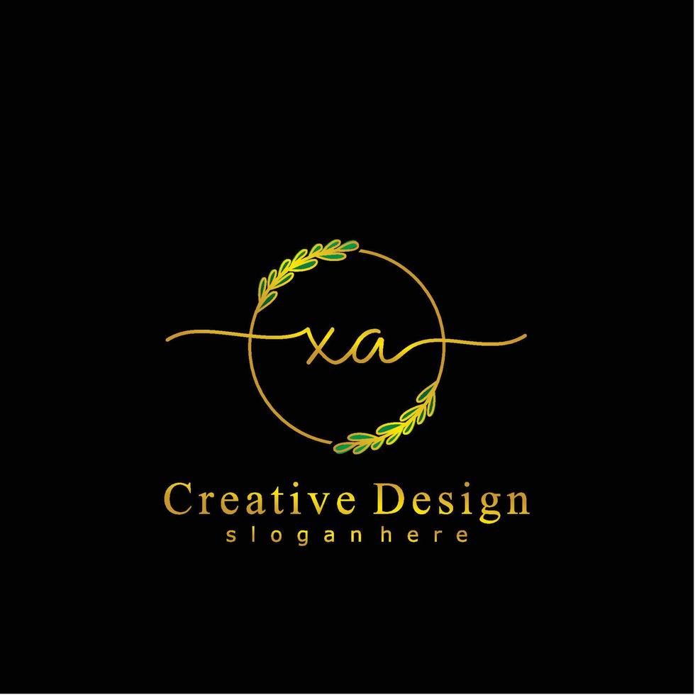 första xa skönhet monogram och elegant logotyp design, handstil logotyp av första signatur, bröllop, mode, blommig och botanisk logotyp begrepp design. vektor