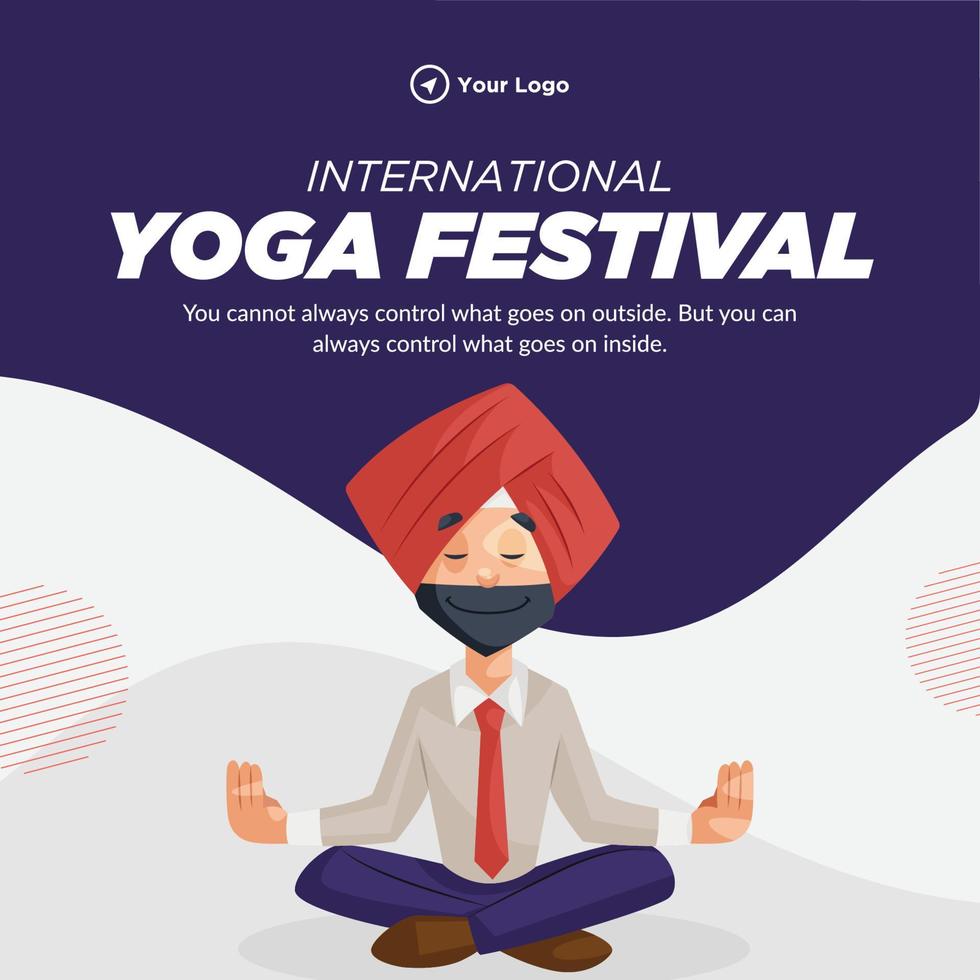 baner design av internationell yoga festival mall vektor