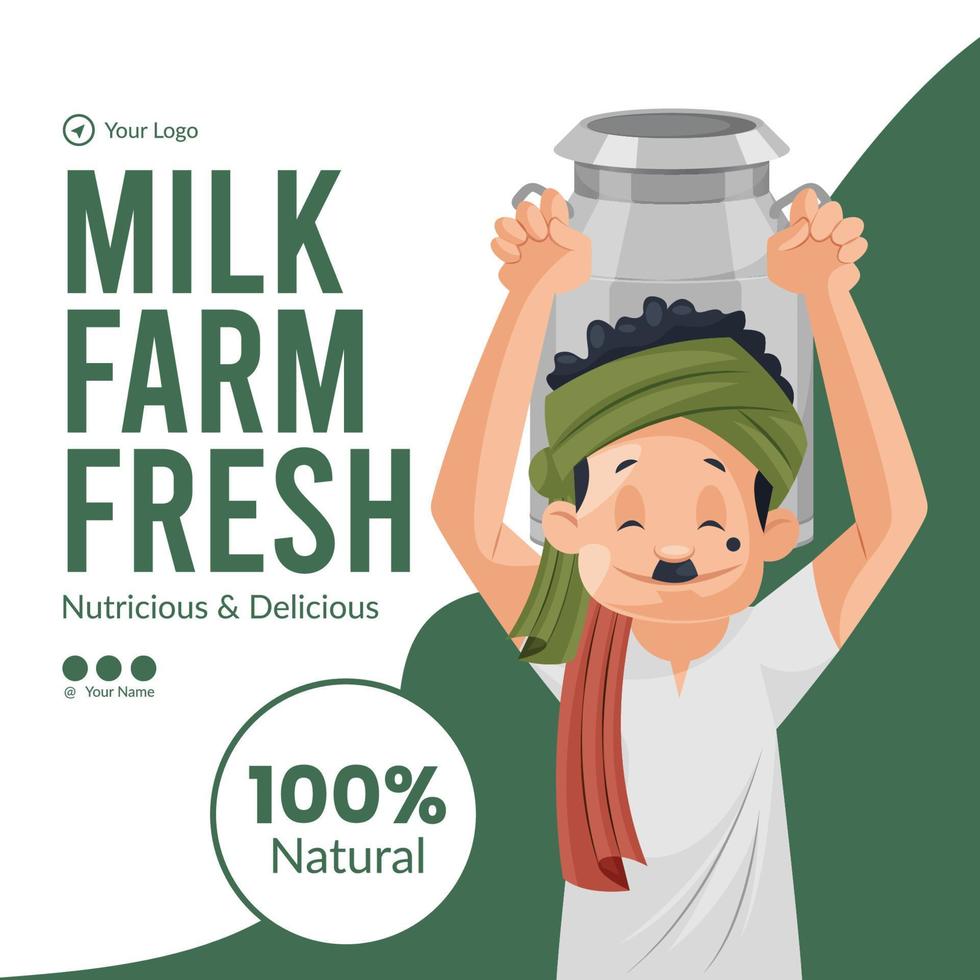Milch Bauernhof frisch nahrhaft und köstlich Banner Design Vorlage vektor