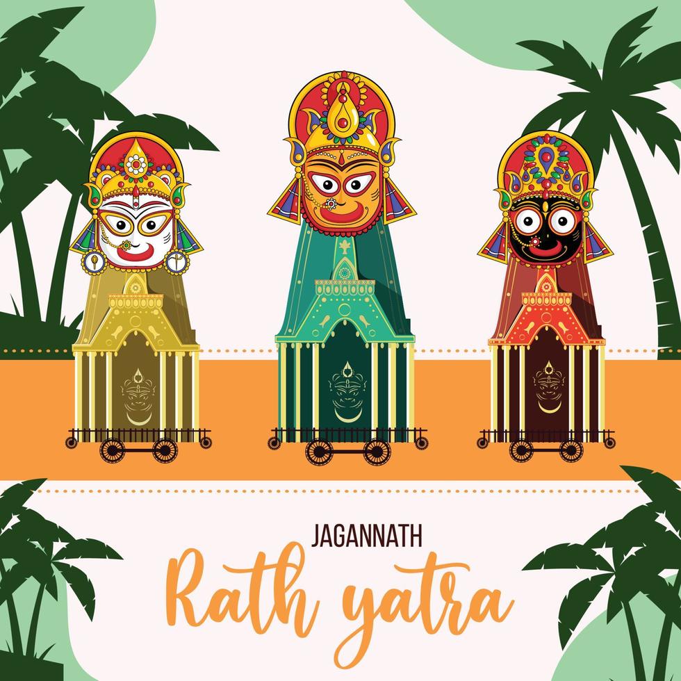 skön jagannath rath yatra firande baner design vektor
