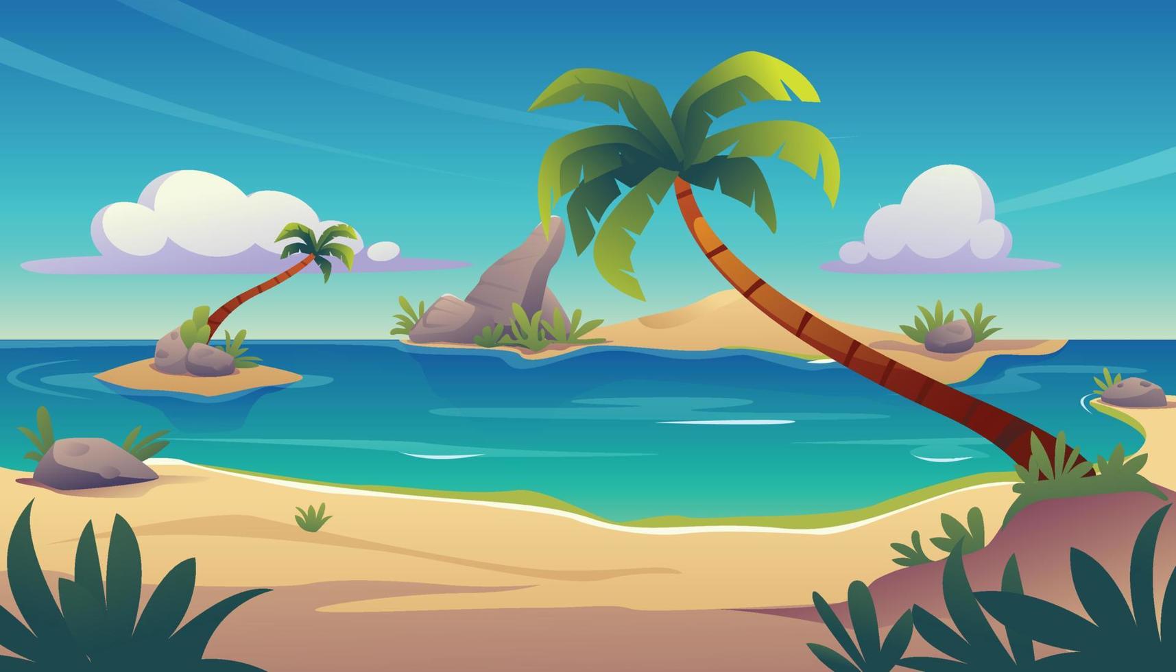 tropisch Strand Landschaft Prämie Vektor Illustration