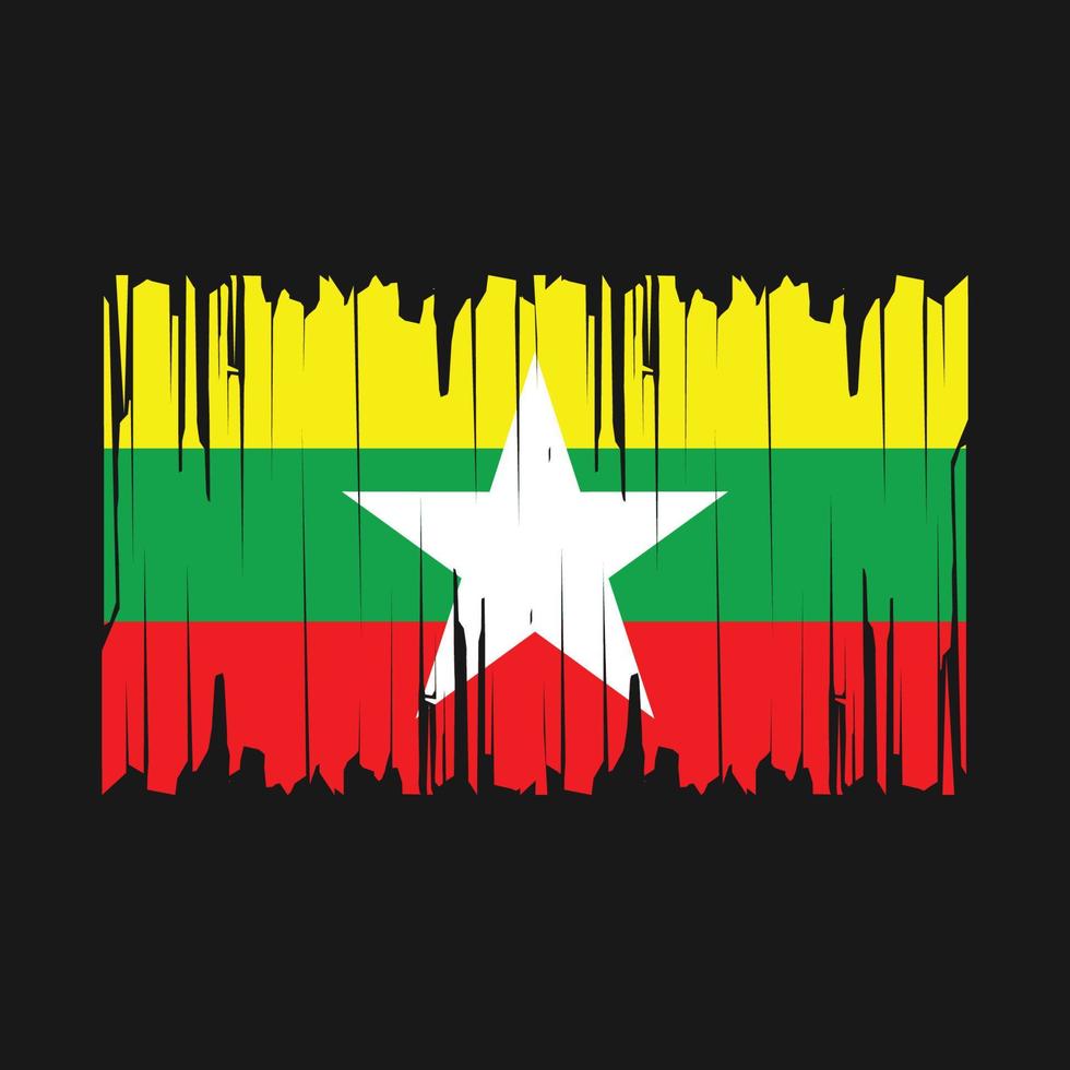 myanmar flagga borsta vektor