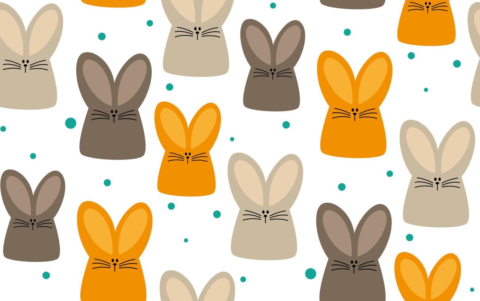 barns bakgrund med färgrik harar. gul, grå och brun kanin. påsk mönster vektor