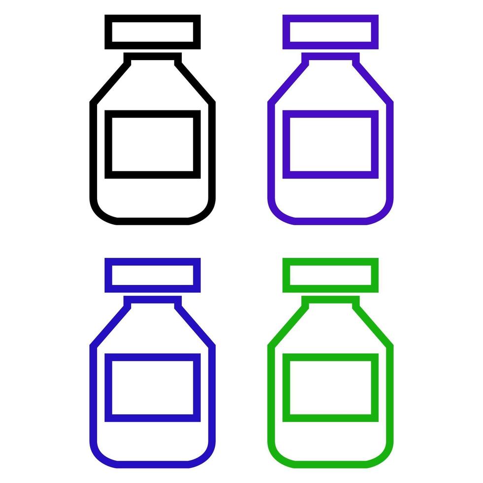 medizinische Flasche auf weißem Hintergrund eingestellt vektor