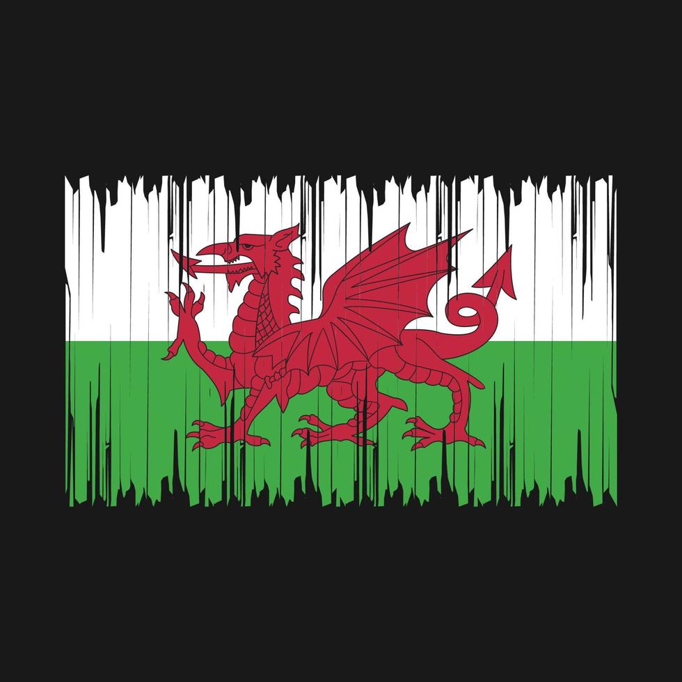 wales-flaggenpinsel-vektorillustration vektor