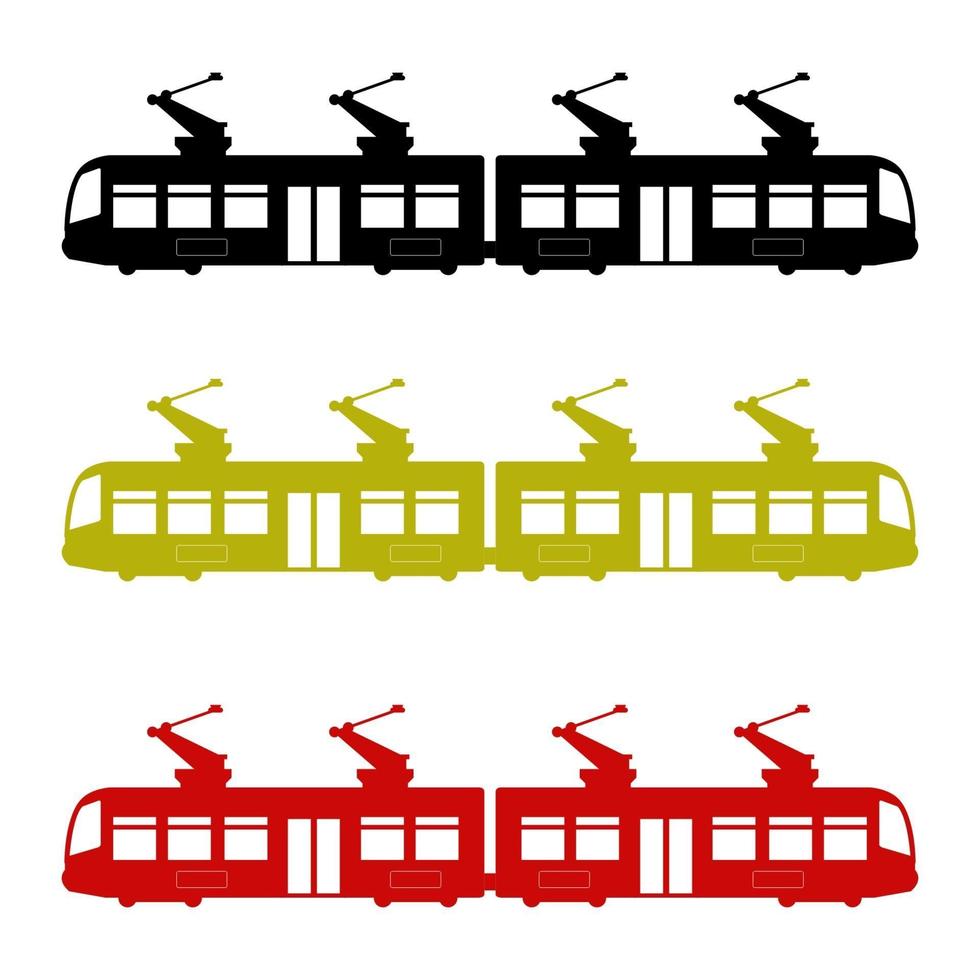 Straßenbahn auf weißem Hintergrund eingestellt vektor