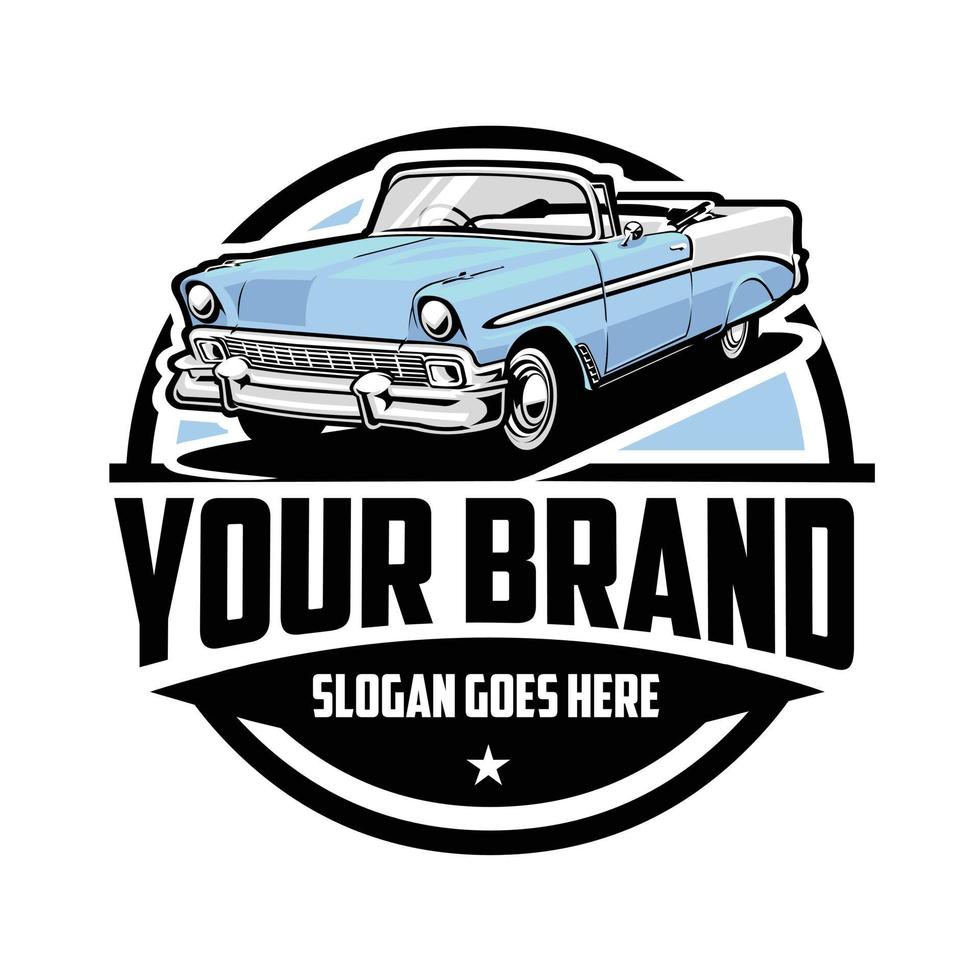 Prämie klassisch Auto Kreis Emblem Logo Design Vektor Kunst bereit gemacht Jahrgang Logo Design Vorlage