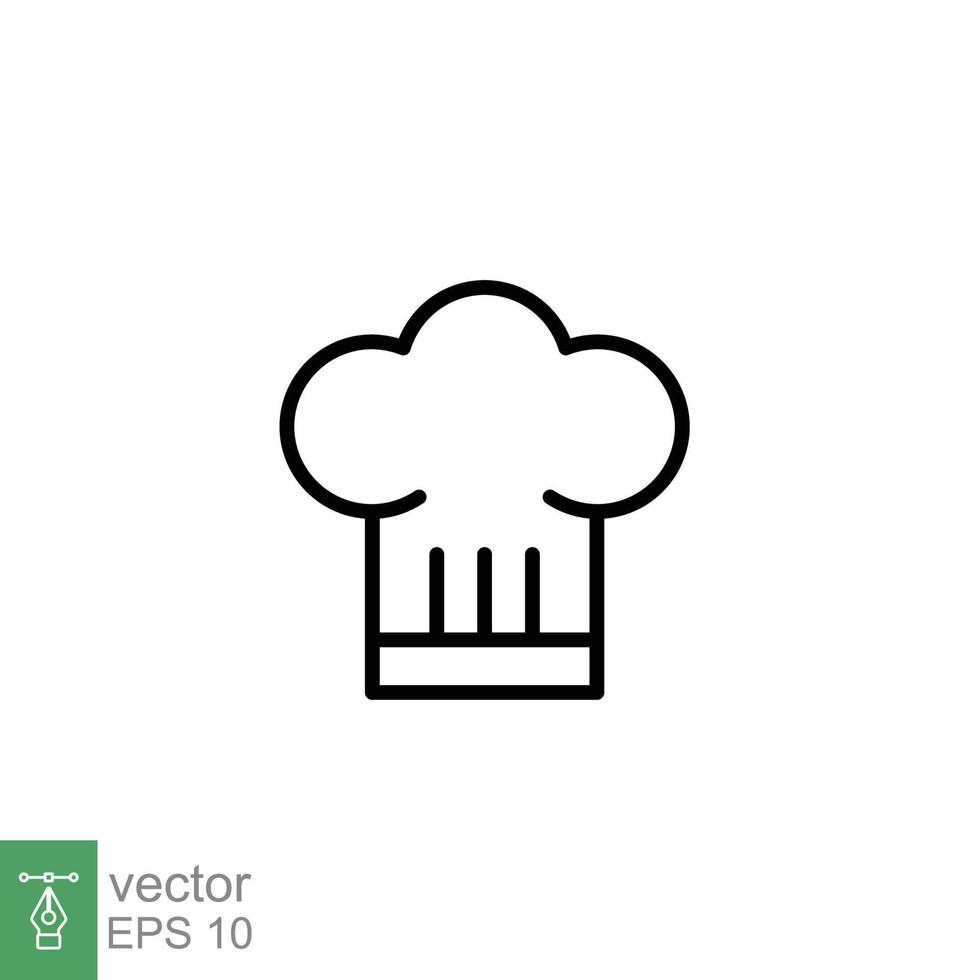 Koch Hut Linie Symbol. einfach Gliederung Stil. Toque, Koch, kochen, Tisch, Restaurant Konzept. Vektor Illustration isoliert auf Weiß Hintergrund. eps 10.
