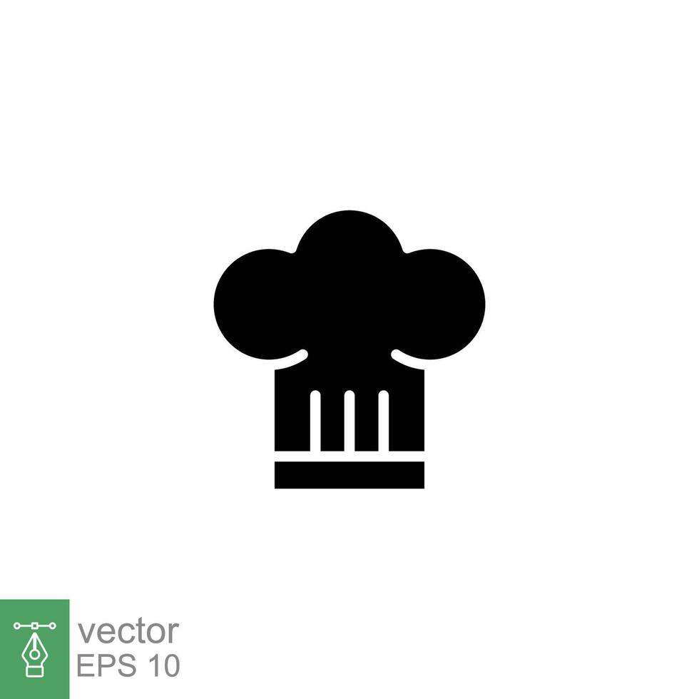 Koch Hut Symbol. einfach solide Stil. Toque, Koch, kochen, Tisch, Restaurant Konzept. schwarz Silhouette, Glyphe Symbol. Vektor Illustration isoliert auf Weiß Hintergrund. eps 10.