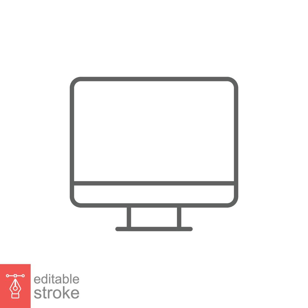 Monitor Linie Symbol. einfach Gliederung Stil. Bildschirm, Fernseher, Desktop Computer Anzeige Konzept. Vektor Illustration isoliert auf Weiß Hintergrund. editierbar Schlaganfall eps 10.