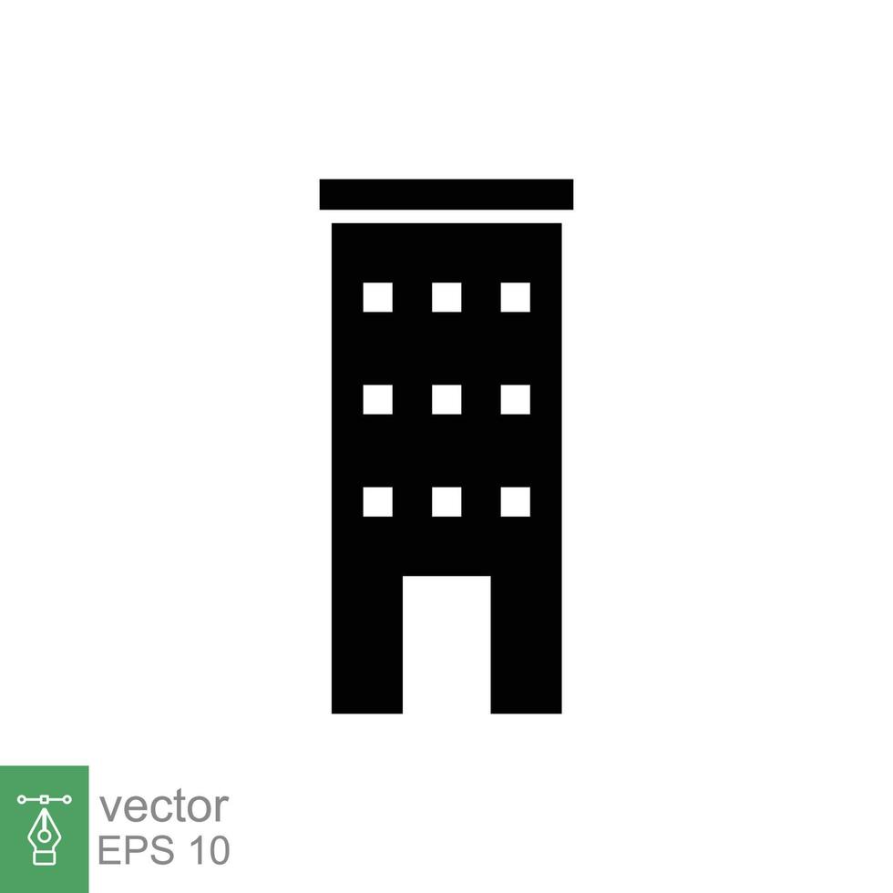 byggnad ikon. enkel fast stil. företag kontor, modern lägenhet, Hem, skyskrapa, hus begrepp. svart silhuett, glyf symbol. vektor illustration isolerat på vit bakgrund. eps 10.
