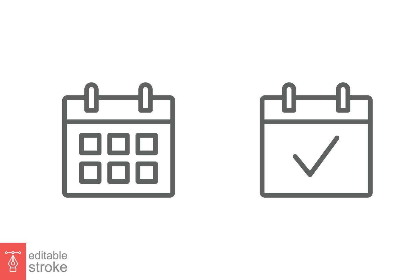 Kalender Linie Symbol. einfach Gliederung Stil. Datum, Planer, Piktogramm, Tag, Monat, Zeitplan, Zeit Veranstaltung Veranstalter Symbol Konzept. Vektor Illustration isoliert auf Weiß Hintergrund. editierbar Schlaganfall eps 10.