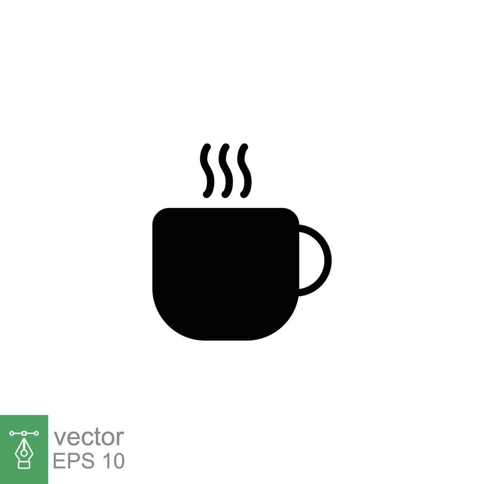 Kaffee Symbol. einfach solide Stil. trinken, Glas, Tee, Wasser, Schokolade, Kaffee Tasse, Küche, Restaurant Konzept. schwarz Silhouette, Glyphe Symbol. Vektor Illustration isoliert auf Weiß Hintergrund. eps 10.