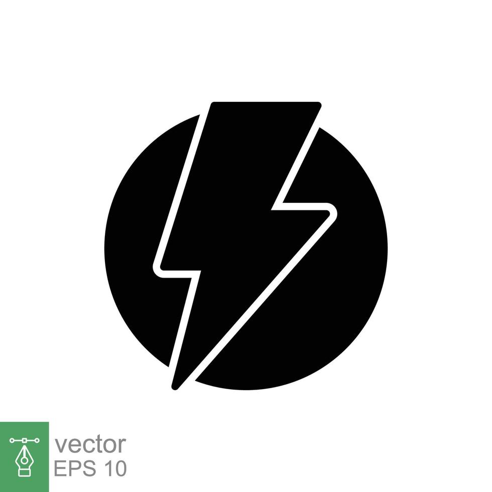 Energie Symbol. einfach solide Stil zum Netz und App. Leistung, Aufladung, Elektrizität, Batterie, Blitz Konzept. schwarz Silhouette, Glyphe Symbol. Vektor Illustration isoliert auf Weiß Hintergrund. eps 10.