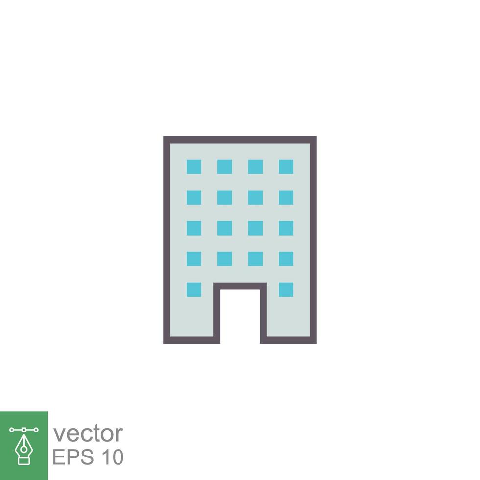 byggnad ikon. enkel platt stil. företag kontor, modern lägenhet, Hem, skyskrapa, hus begrepp. fylld översikt symbol. vektor illustration isolerat på vit bakgrund. eps 10.
