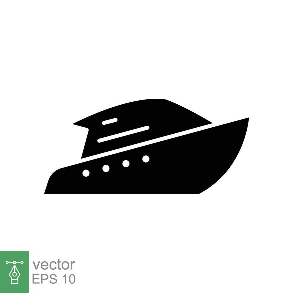 Yacht Symbol. einfach solide Stil zum Netz und App. Kreuzfahrt, Tourismus und Reise Konzept. schwarz Silhouette, Glyphe Symbol. Vektor Illustration auf Weiß Hintergrund. eps 10.