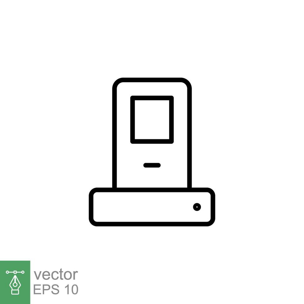 telefon dockning station linje ikon. enkel översikt stil för webb och app. vektor illustration isolerat på vit bakgrund. eps 10.