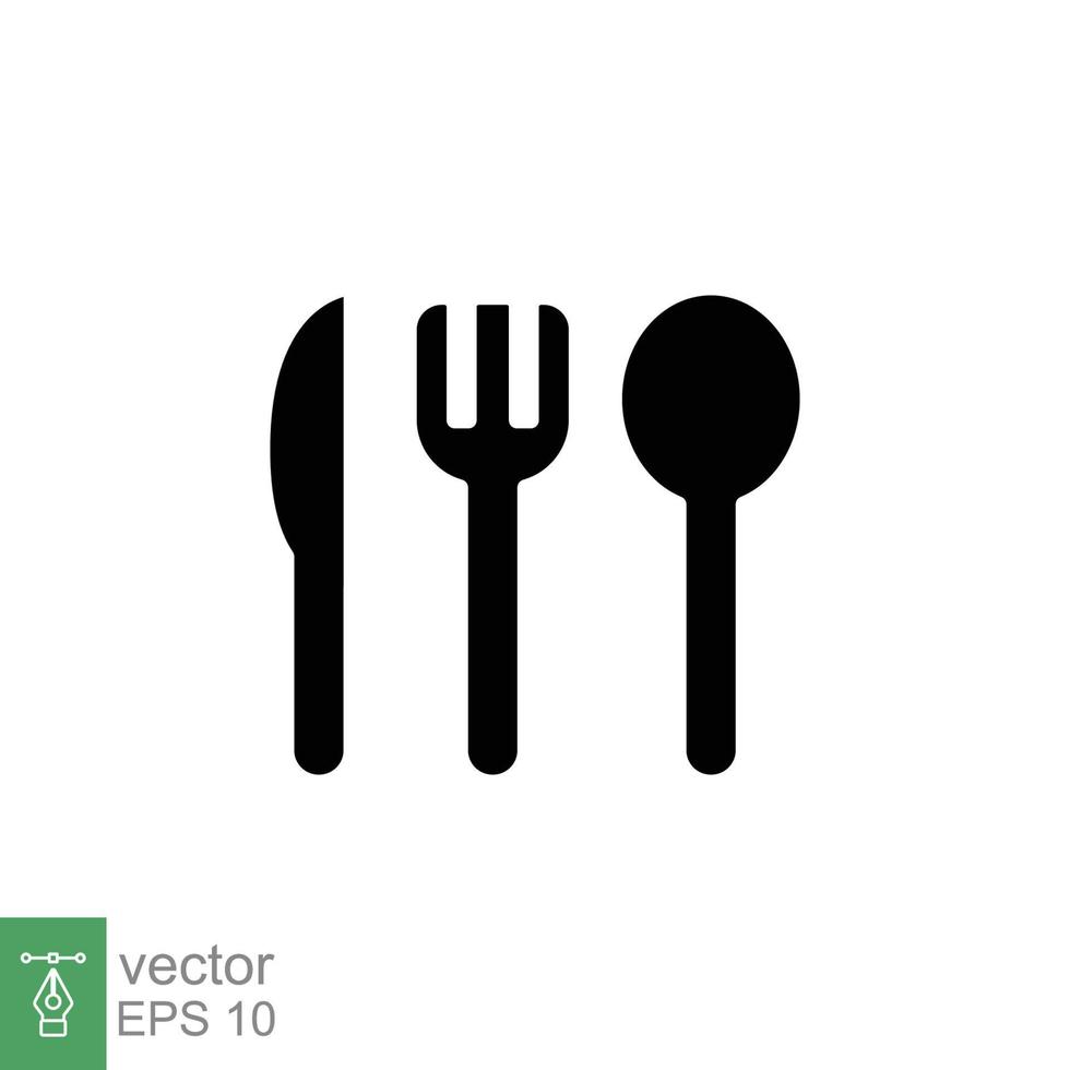 Besteck Symbol. einfach solide Stil. Besteck, Löffel, Gabel, Steak Messer, Platte, Restaurant Konzept. schwarz Silhouette, Glyphe Symbol. Vektor Illustration isoliert auf Weiß Hintergrund. eps 10.