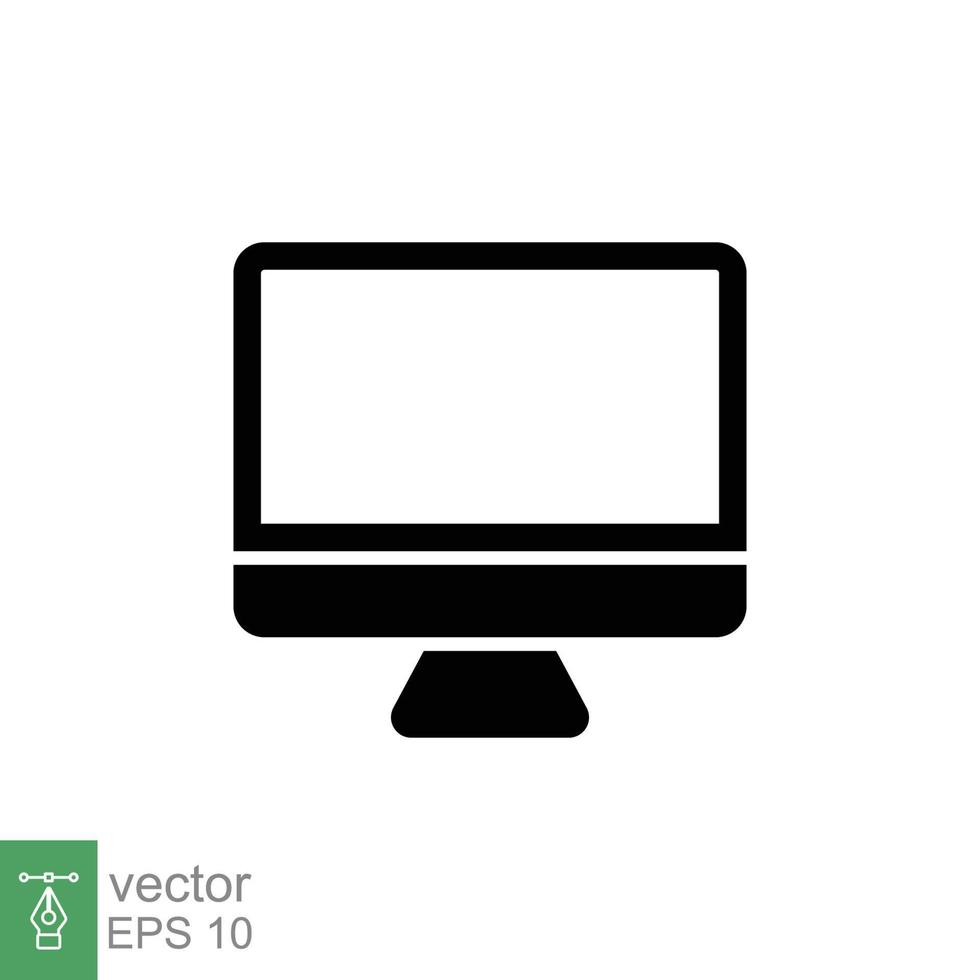 pc Monitor Symbol. einfach solide Stil. Bildschirm, Fernseher, Desktop Computer Anzeige Konzept. schwarz Silhouette, Glyphe Symbol. Vektor Illustration isoliert auf Weiß Hintergrund. eps 10.