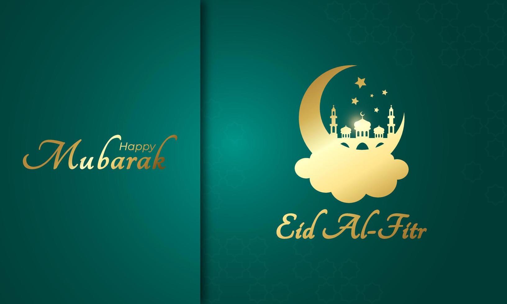 eid mubarak al fitr islamic hälsning kort för helig månad ramadan firande vektor