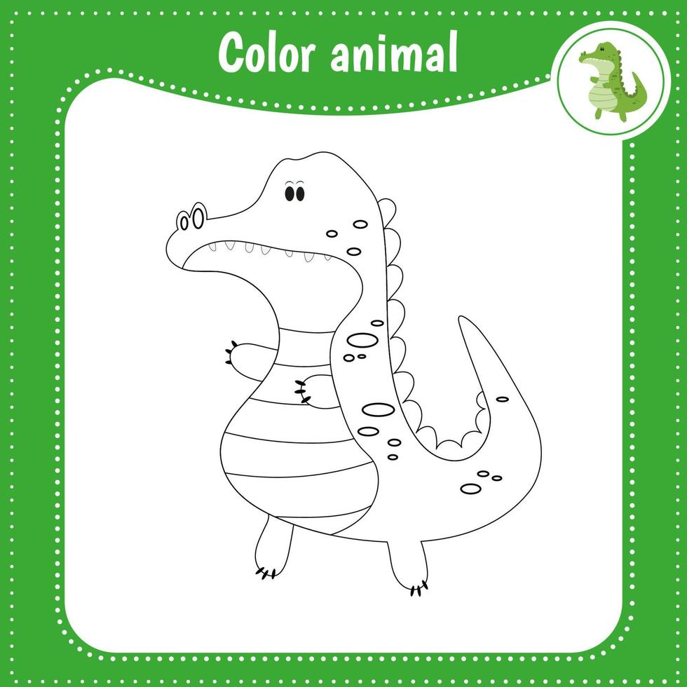 süß Karikatur Tier - - Färbung Seite zum Kinder. lehrreich Spiel zum Kinder. Vektor Illustration. Farbe Alligator