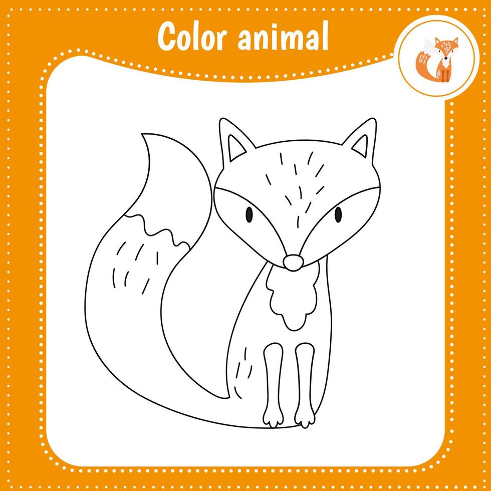 süß Karikatur Tier - - Färbung Seite zum Kinder. lehrreich Spiel zum Kinder. Vektor Illustration. Farbe Fuchs