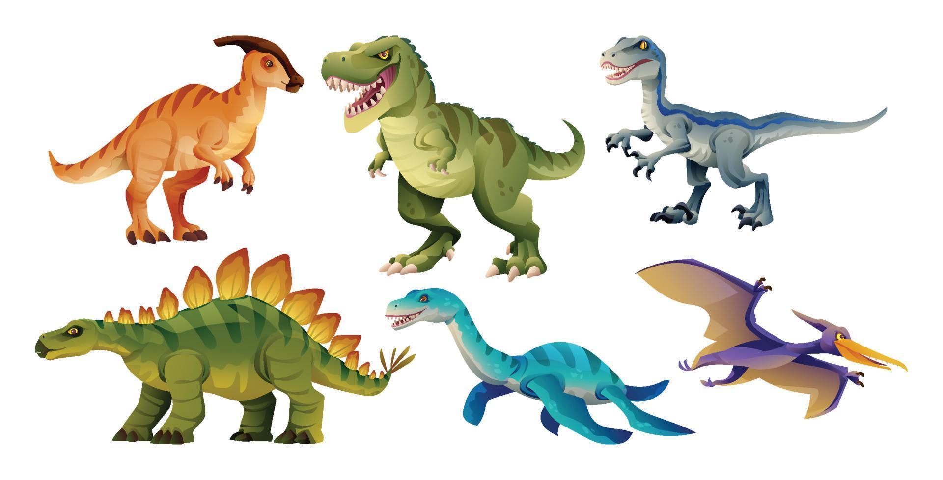 uppsättning av tecknad serie dinosaurie tecken vektor illustration