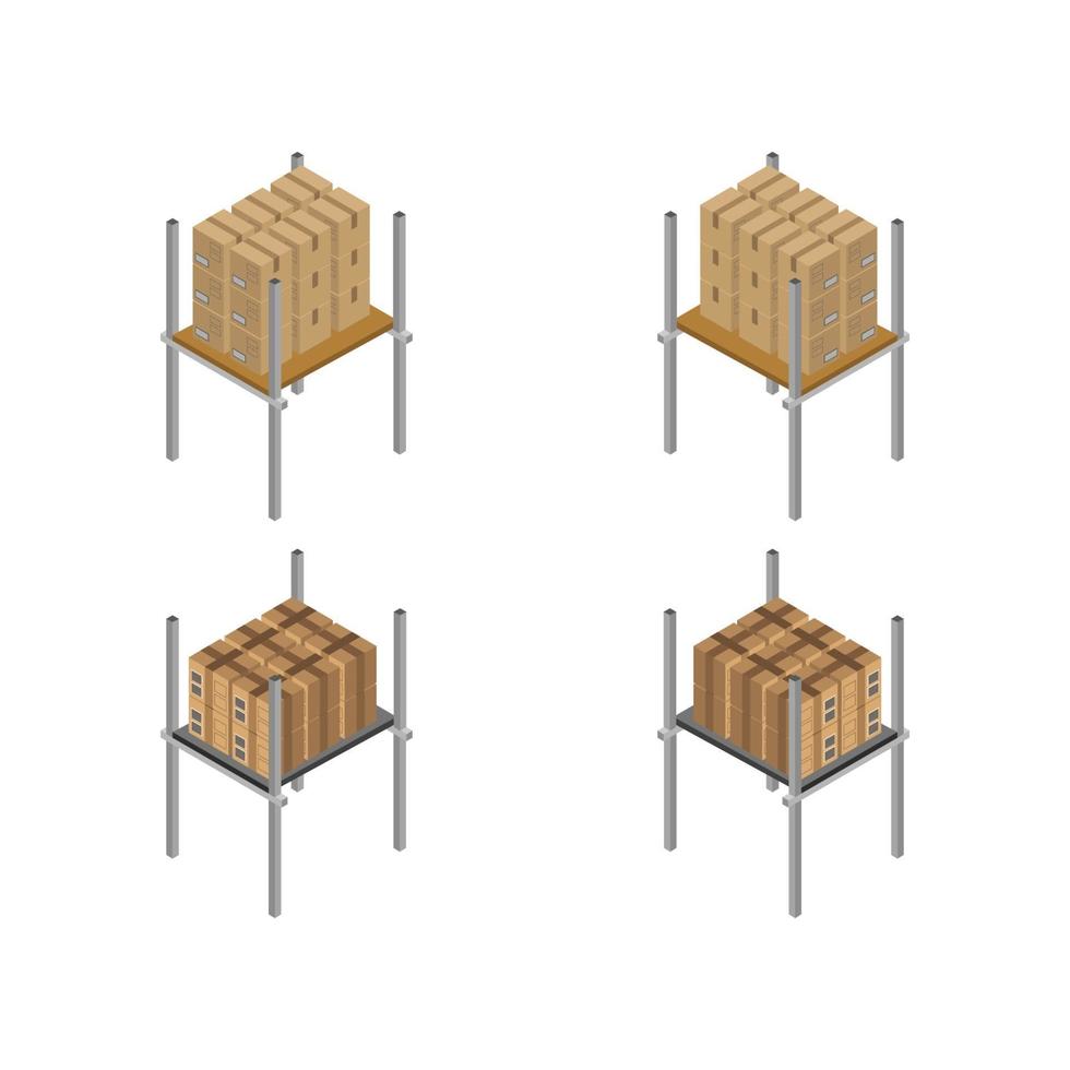 Lagerregal auf weißem Hintergrund eingestellt vektor