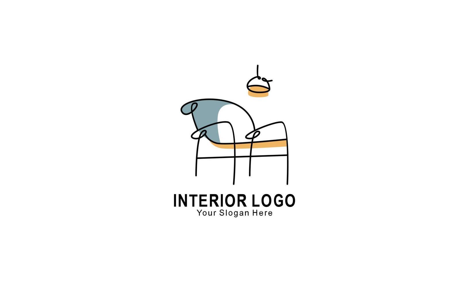 minimalistischer Innenraum, Galeriemöbel-Logo-Designvektor vektor