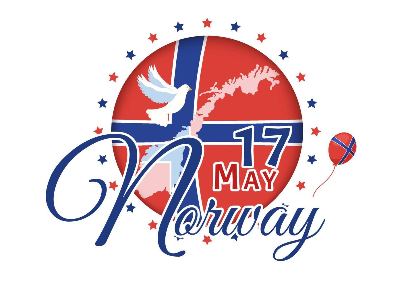 Norge nationell dag på Maj 17 illustration med flagga norska och Semester firande i platt tecknad serie hand dragen för landning sida mallar vektor