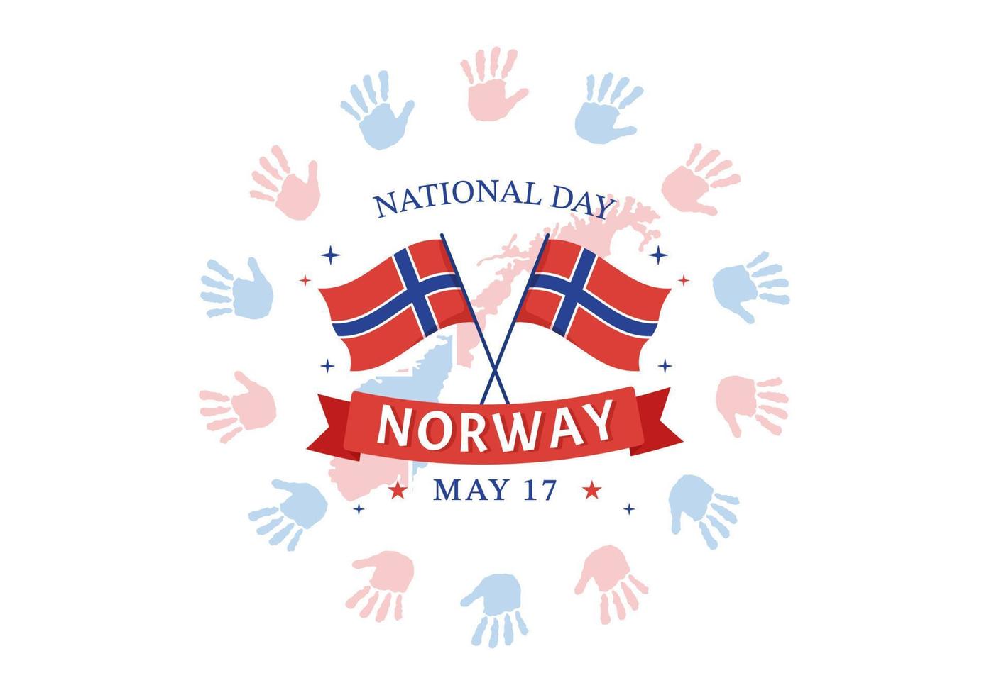 Norwegen National Tag auf kann 17 Illustration mit Flagge norwegisch und Urlaub Feier im eben Karikatur Hand gezeichnet zum Landung Seite Vorlagen vektor