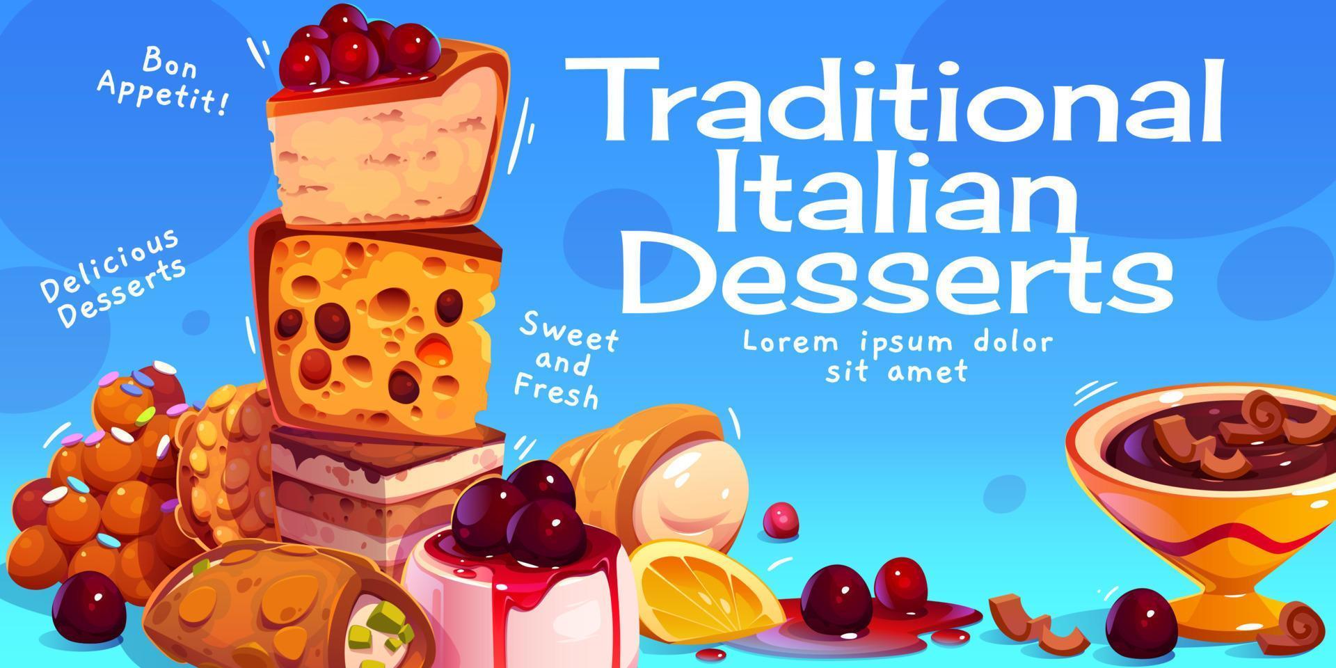 traditionell italiensk desserter baner design vektor