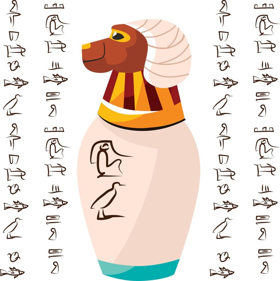 gammal egyptisk ritual vas med falk huvud vektor