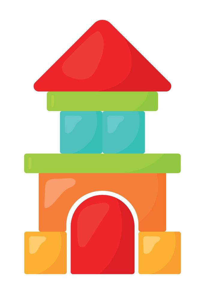 Turm Gebäude Blöcke Kinder Spielzeug Symbol Karikatur Vektor Illustration