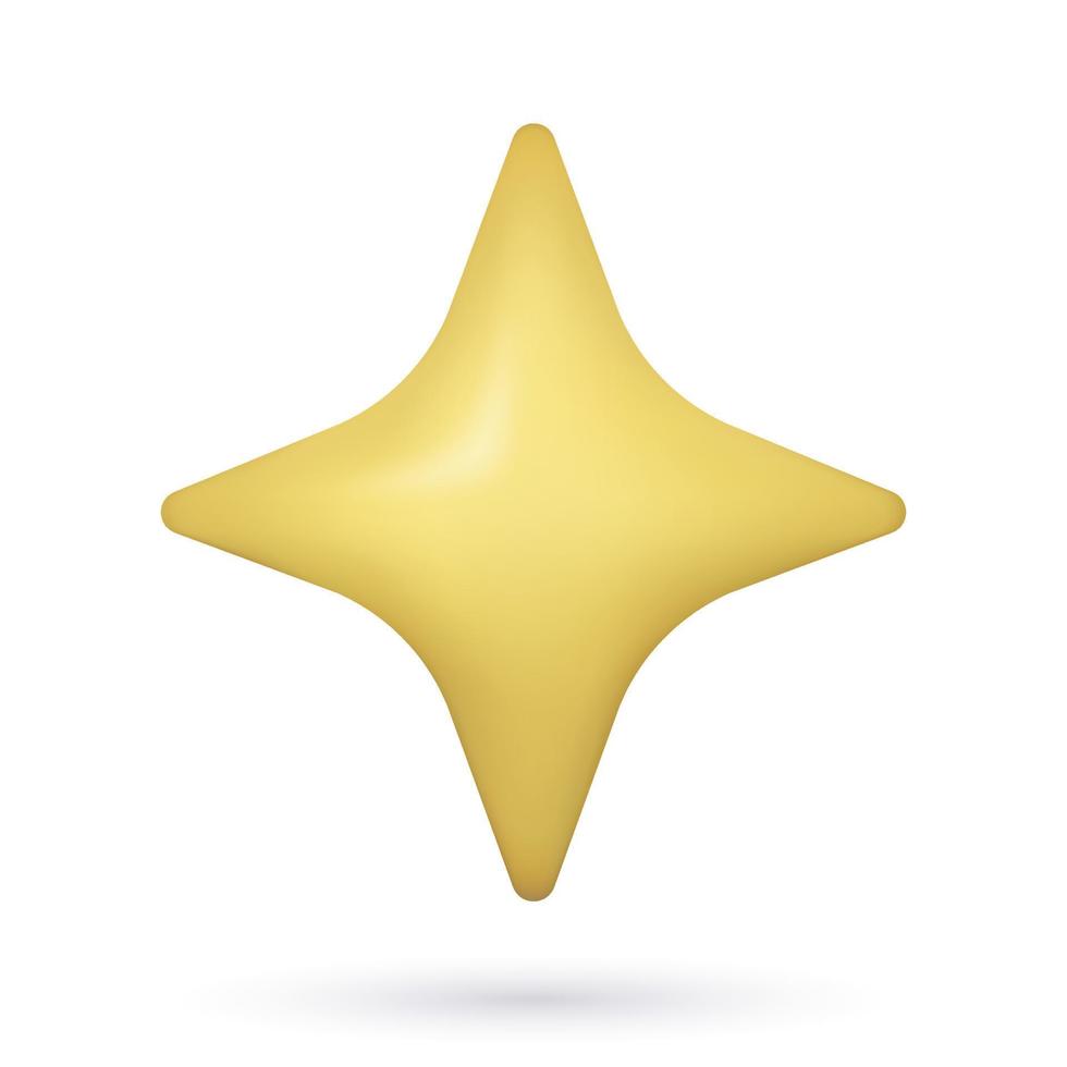 3d Gelb Star Symbol realistisch Plastik drei dimensional Vektor Illustration auf Weiß Hintergrund mit Schatten unterhalb.