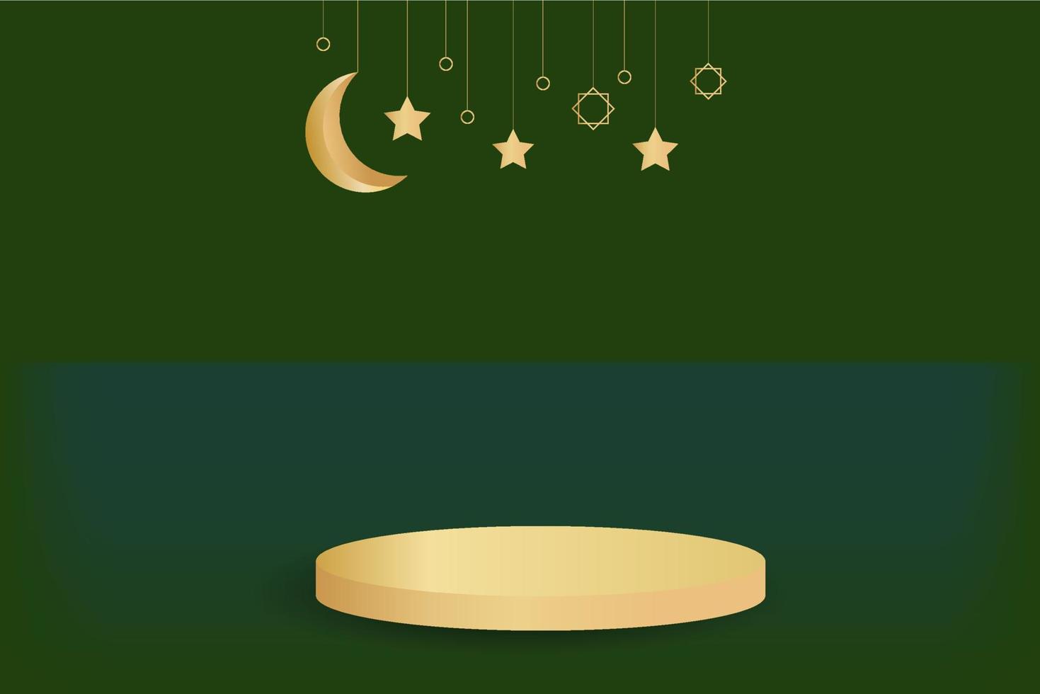 podium grön halvmåne måne bakgrund för ramadan med halvmåne måne stjärna produkt visa vektor
