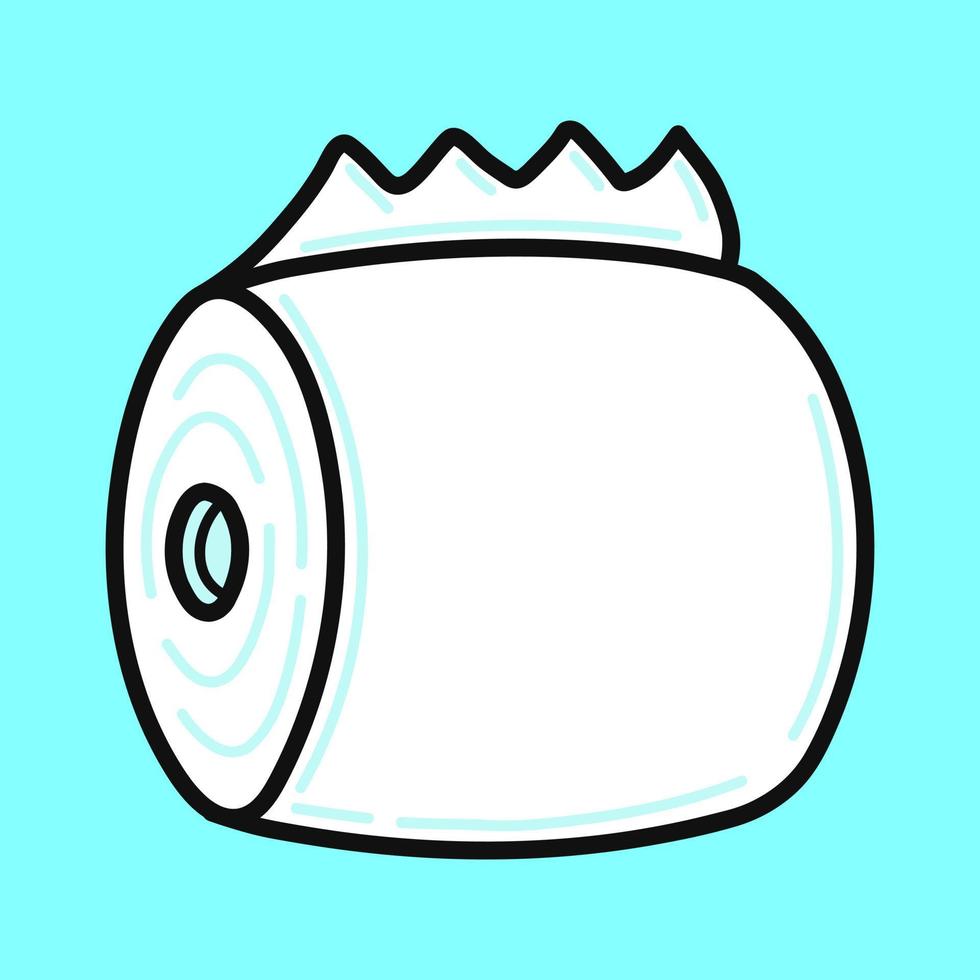 söt rolig toalett papper. vektor hand dragen tecknad serie söt karaktär illustration ikon. isolerat på blå bakgrund. toalett papper karaktär begrepp