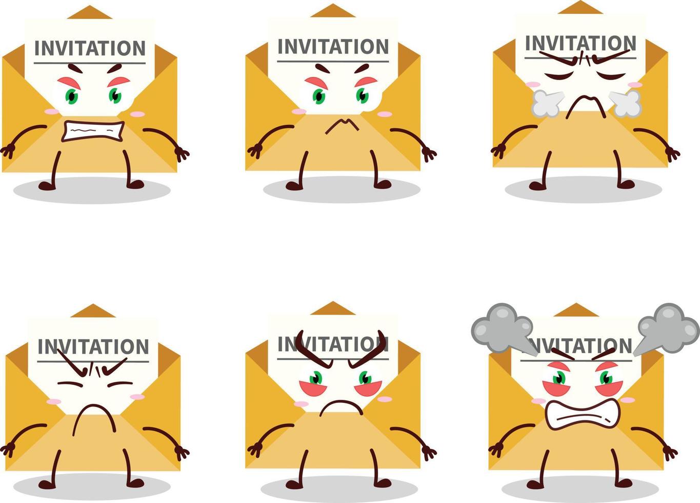 Einladung Botschaft Karikatur Charakter mit verschiedene wütend Ausdrücke vektor