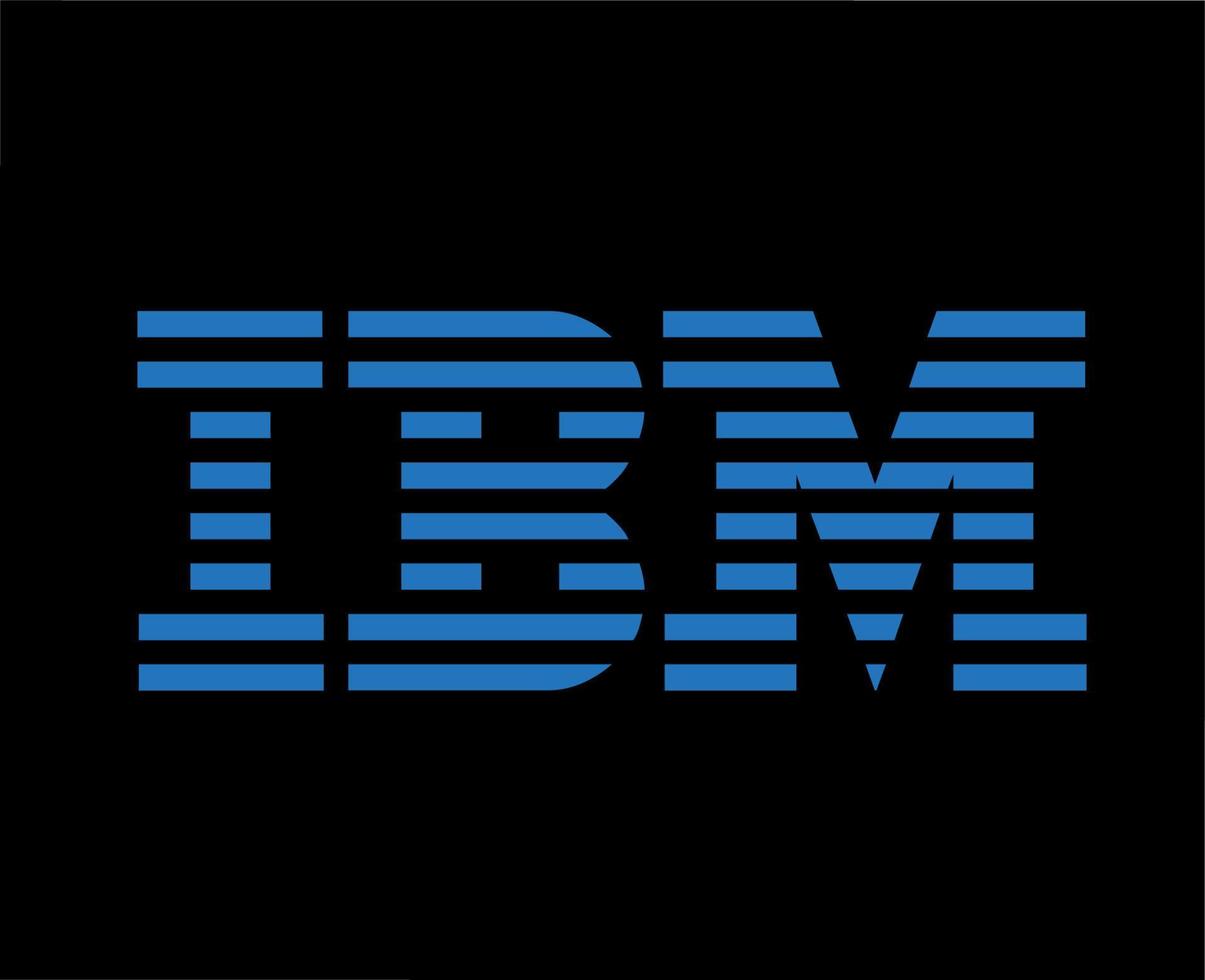 ibm varumärke symbol programvara dator logotyp blå design vektor illustration med svart bakgrund
