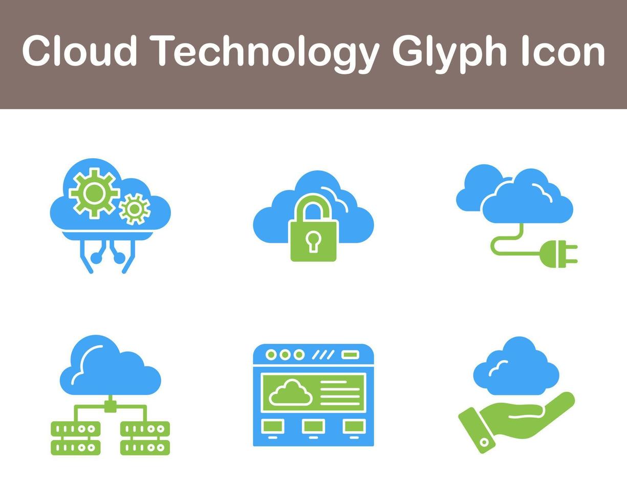 Wolke Technologie Vektor Symbol einstellen