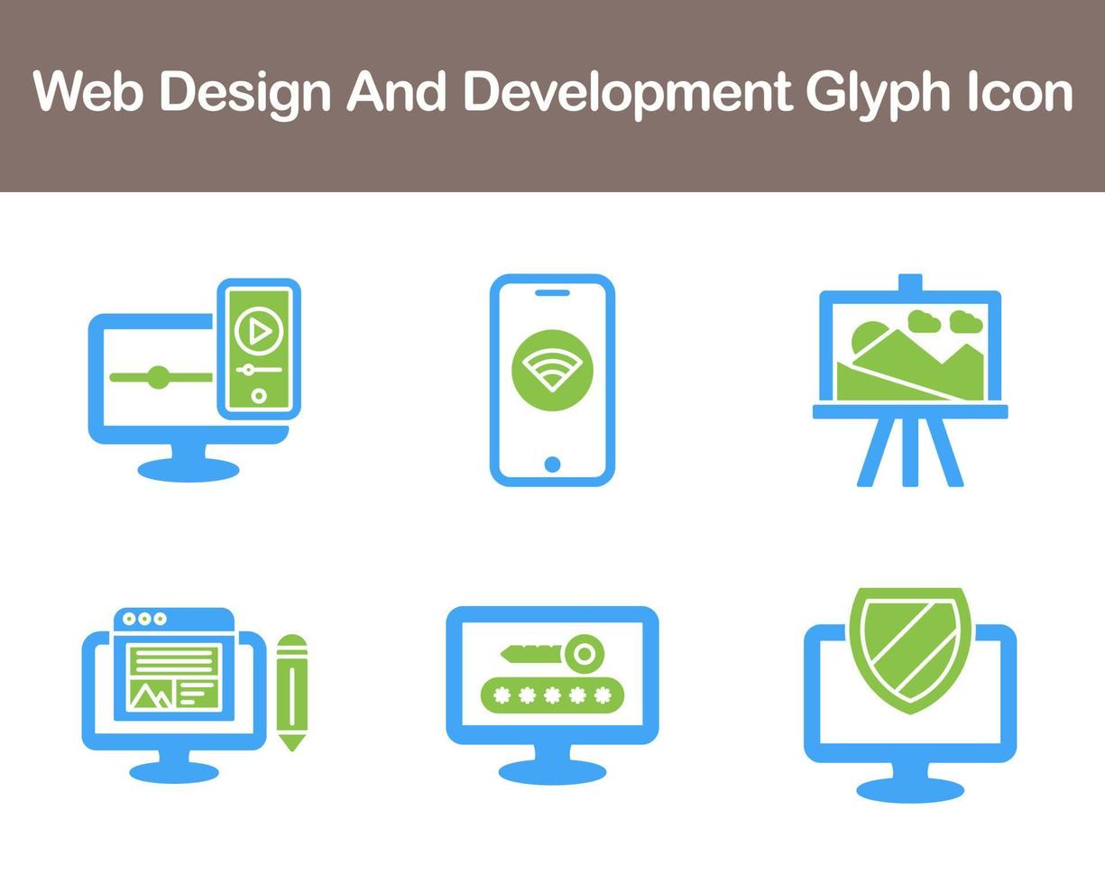 webb design och utveckling vektor ikon uppsättning