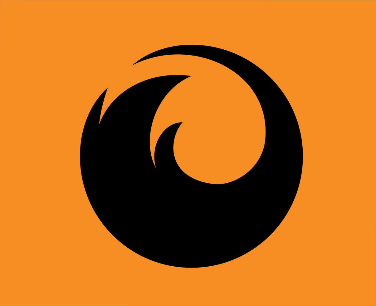 mozilla Firefox logotyp varumärke symbol svart design browser programvara vektor illustration med orange bakgrund