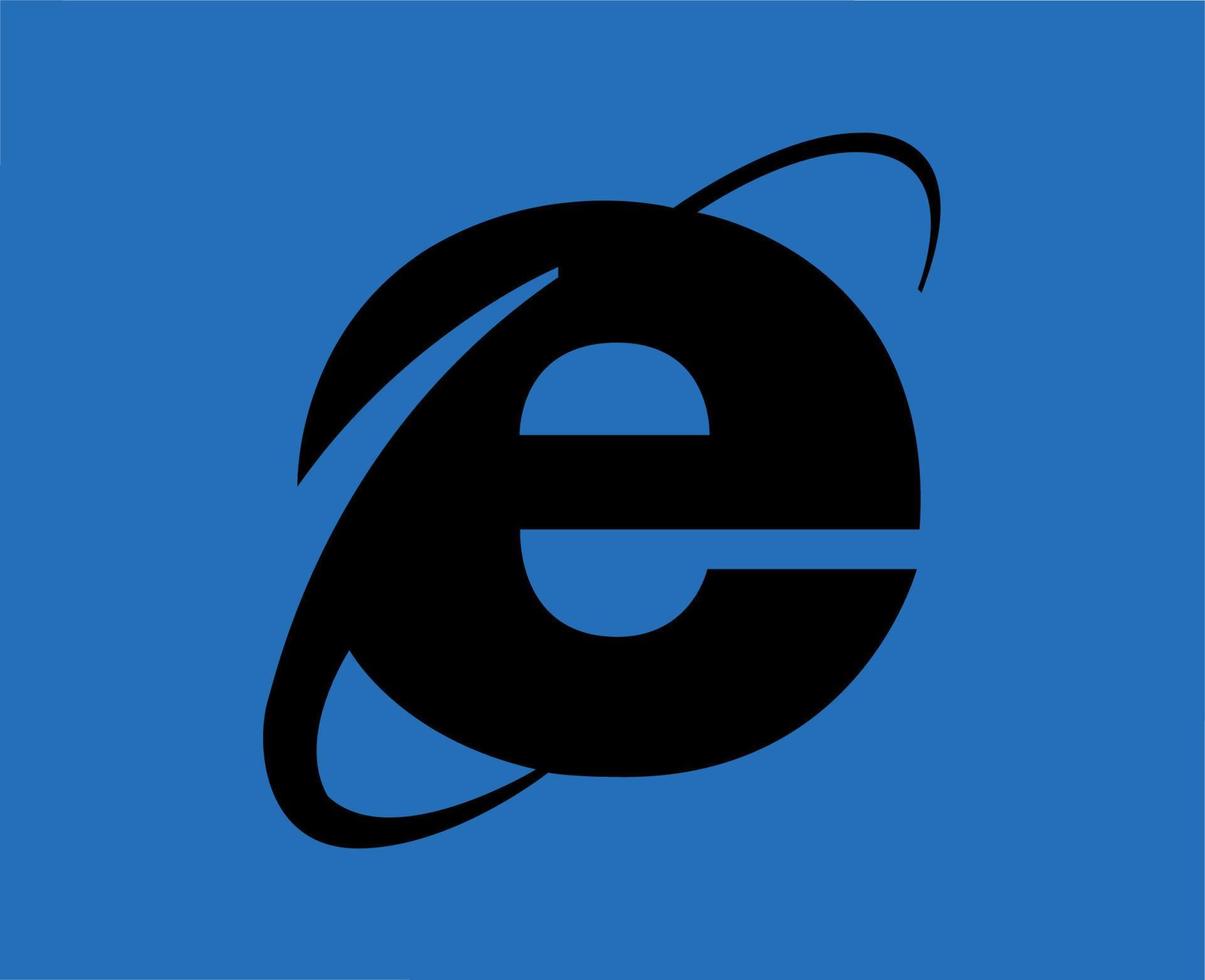 internet explorer browser varumärke logotyp symbol svart design programvara vektor illustration med blå bakgrund